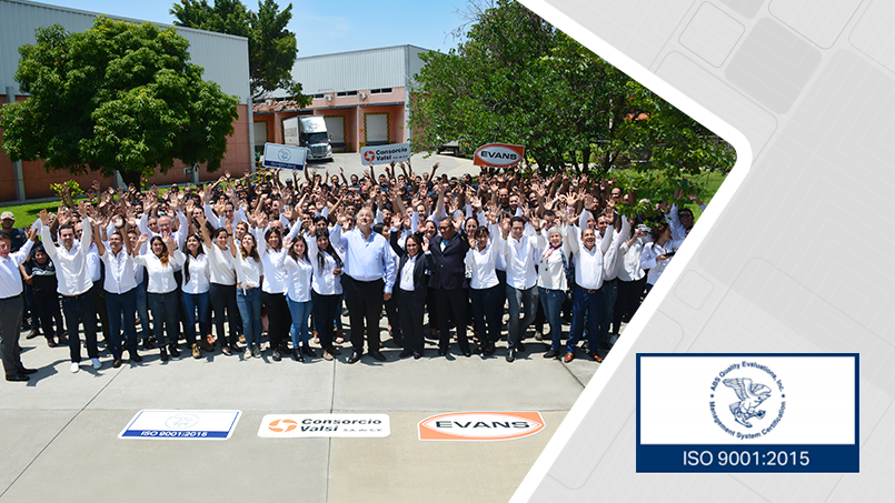 Consorcio Valsi la fábrica de equipos Evans está certificada con sistema de calidad ISO 9001:2015